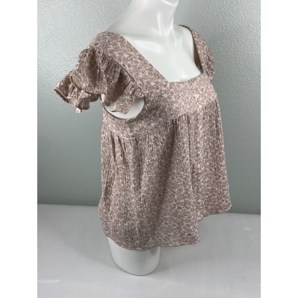 Entro Women Large Suzie Top Ruffle Sleeve Square Neck Floral Pattern NWT - Picture 3 of 9